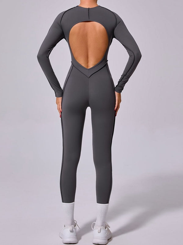 ZASUWA Female Heart Backless Long Sleeves Jumpsuit