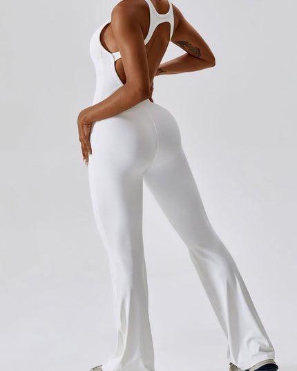 ZASUWA Female Hollow Out Backless Flare Jumpsuit