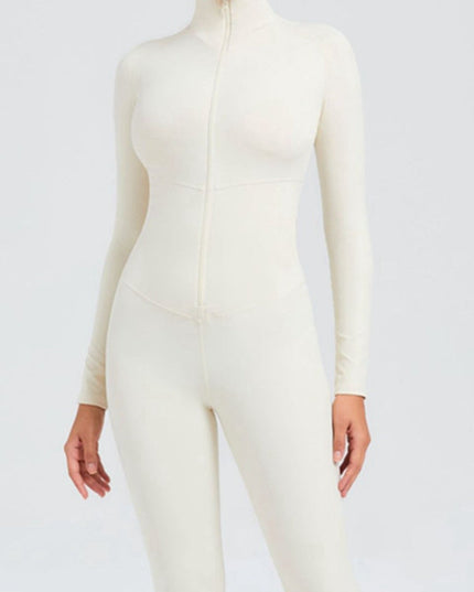ZASUWA Female Zipper Stand Collar Long-Sleeved Jumpsuit