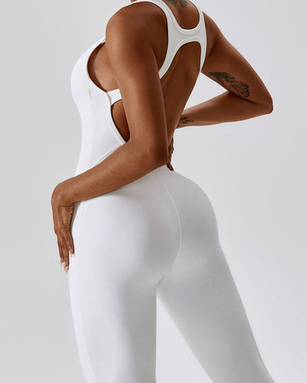 ZASUWA Female Hollow Out Backless Flare Jumpsuit