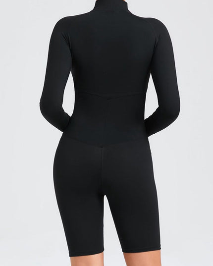 ZASUWA Female Zipper Stand Collar Long-Sleeved Jumpsuit