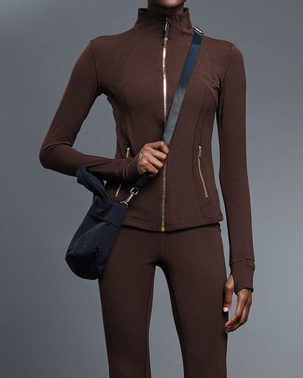 ZASUWA Female Sexy Zipper Pocket Thumbhole Jacket