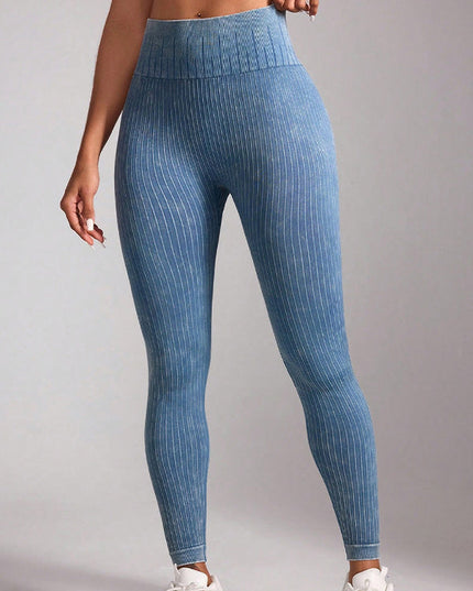 ZASUWA Female Denim Scrunch Bum Hip-lift High-waisted Stripe Leggings