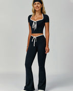 Black / S / Short Sleeves+Leggings