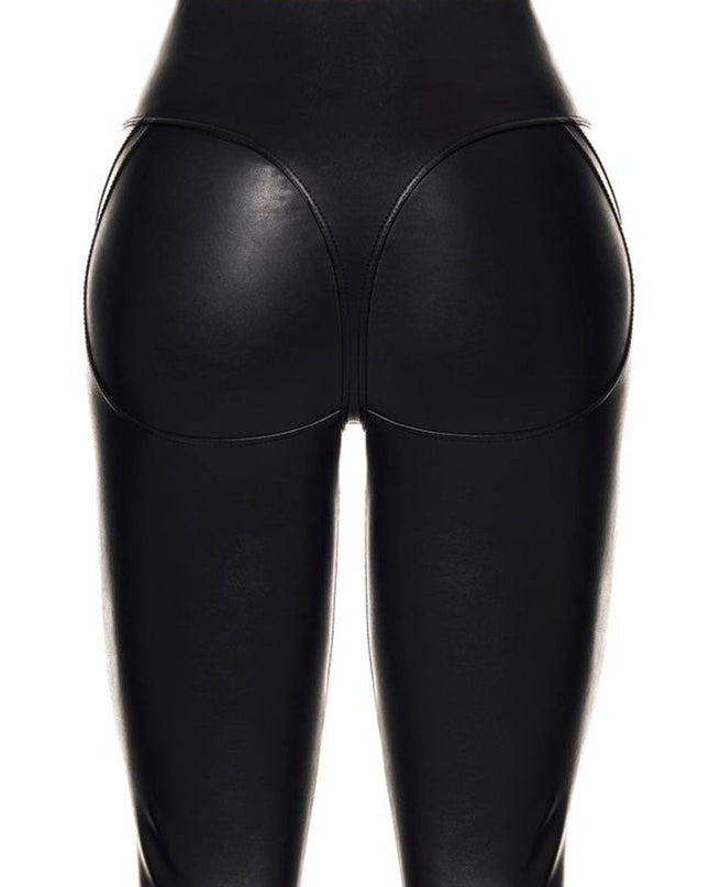 ❤ZASUWA Female PU Zipper Fly-eye Hip-lift Leggings