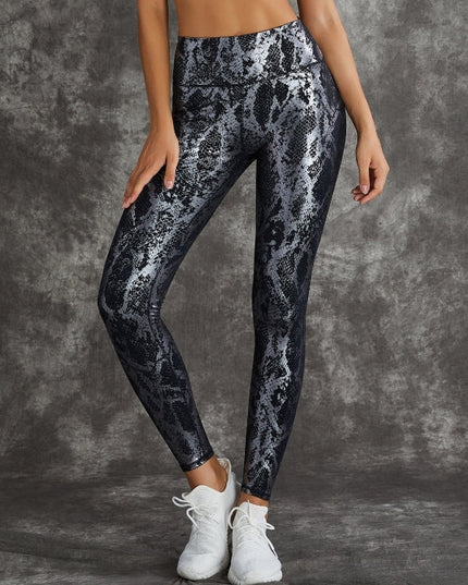 ZASUWA Female High Waist Bronzed Snakeskin Leggings