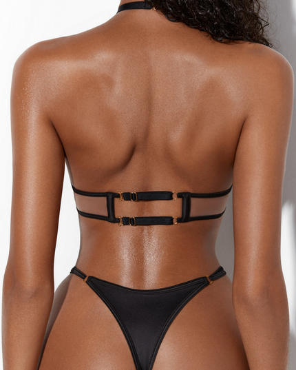 ❤ZASUWA Female Sexy Mesh Halter Adjustable Strap Beach Bikini Set