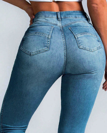 ZASUWA Female Sexy Denim Elastic Tight Pocket Cargo Leggings