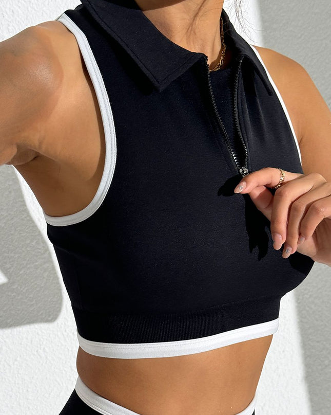 ZASUWA Female Stand Up Collar Zipper Quick Dry Tank