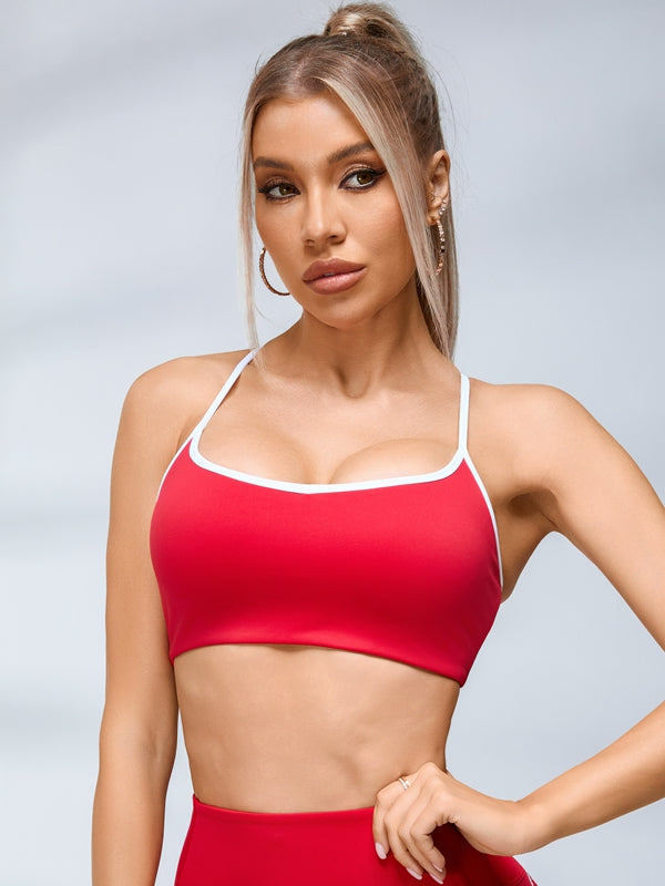 ZASUWA Female Contrast Color Cross Back Sports Bras