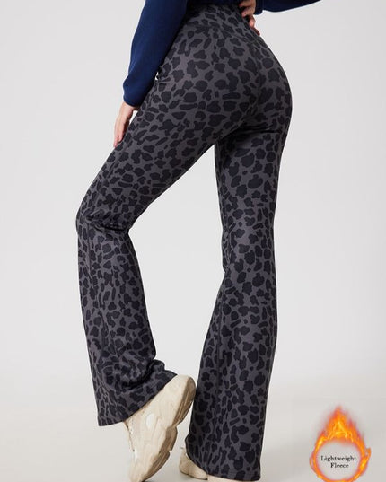 ZASUWA Female Fleece Leopard Print Flare Leggings