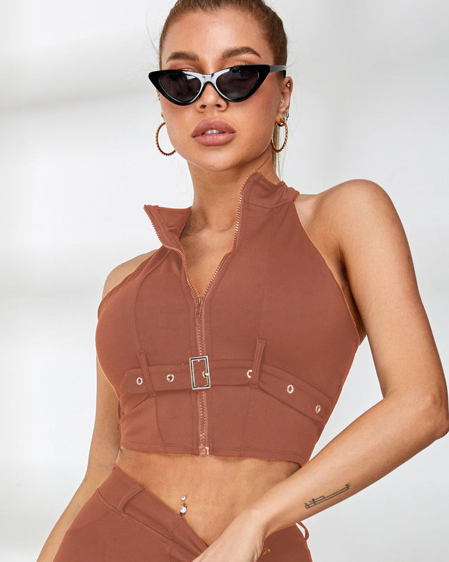 ZASUWA Female Zipper Button Fake Pocket Sassy Tracksuit