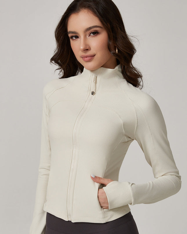 ZASUWA Female Zipper Stand Up Collar Thumbholes Jackets