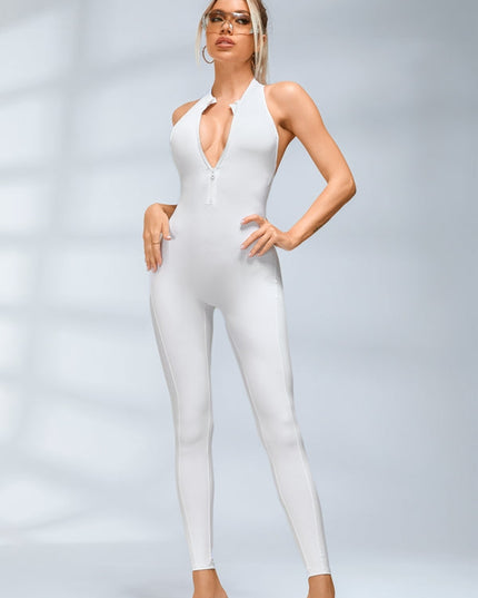 ZASUWA Female Zipper Backless Scrunch Bum Jumpsuit