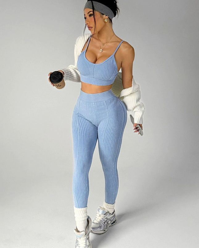 ZASUWA Female V-shaped Waist Ribbed Push Up Design Scrunch Bum Hip-lift Tracksuit