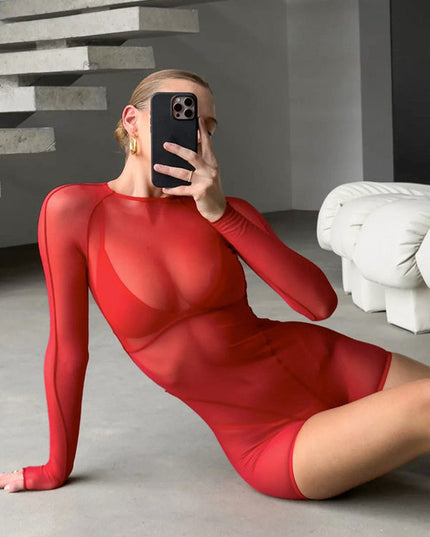 ZASUWA Female Cross Back Sexy Mesh Serpentine Print Romper