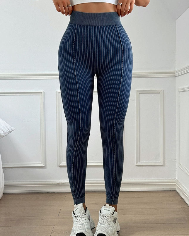 ZASUWA Female V-shaped Waist Ribbed High-waisted Hip-lift Scrunch Bum Leggings