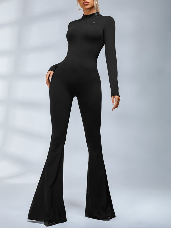 🖤ZASUWA Female Trendy Zipper Flare Body-fit Jumpsuit