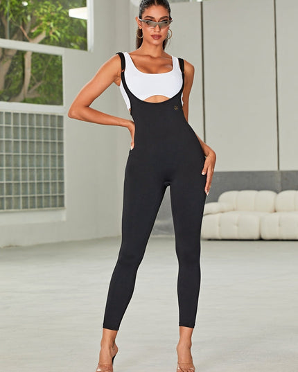❤ZASUWA Female PU Faux Leather Strap Jumpsuit