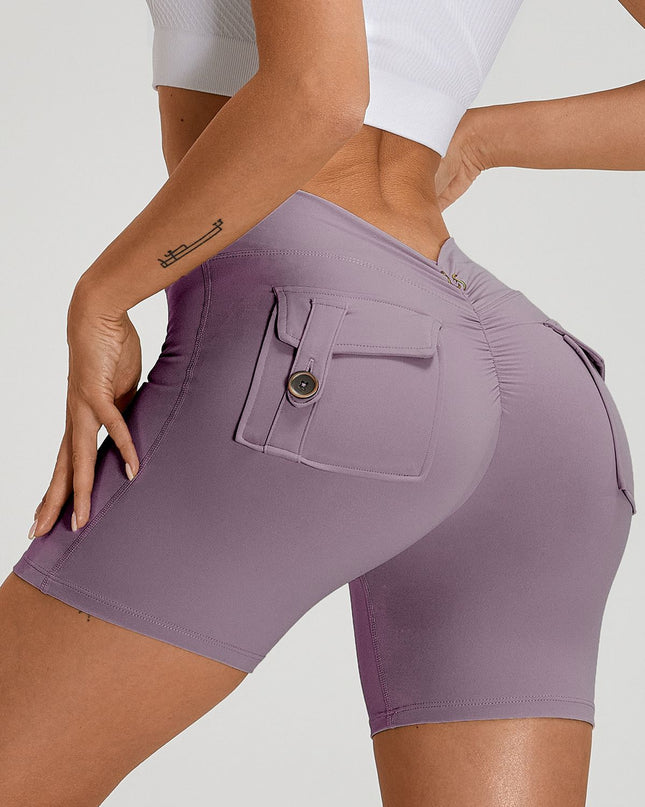 ZASUWA Female Deep V Back Pocket Scrunch Bum Booty Shorts