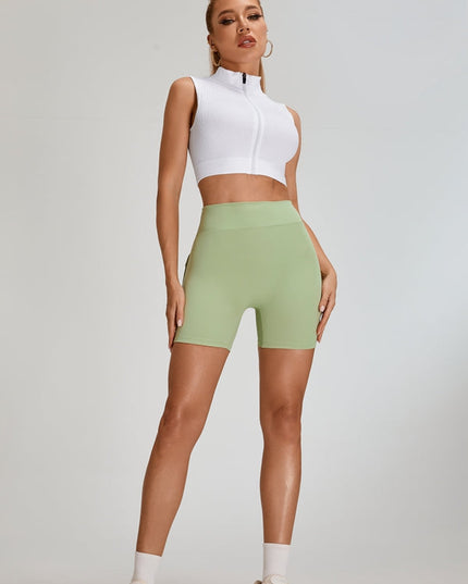 ZASUWA Female Deep V Back Pocket Scrunch Bum Zipper Short Tracksuit