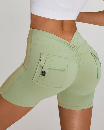 ZASUWA Female Deep V Back Pocket Scrunch Bum Booty Shorts