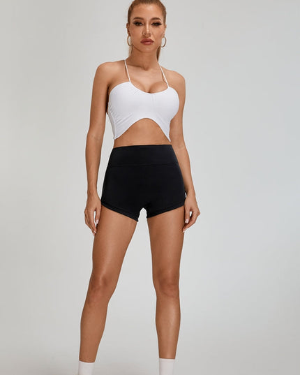 ZASUWA Female Halter Folds Pleated Backless Sports Bras