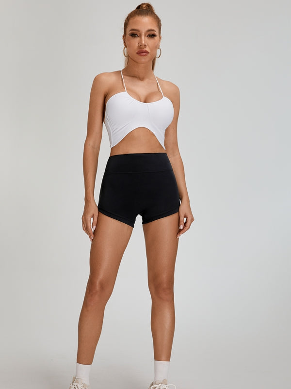 ZASUWA Female Halter Folds Pleated Backless Sports Bras