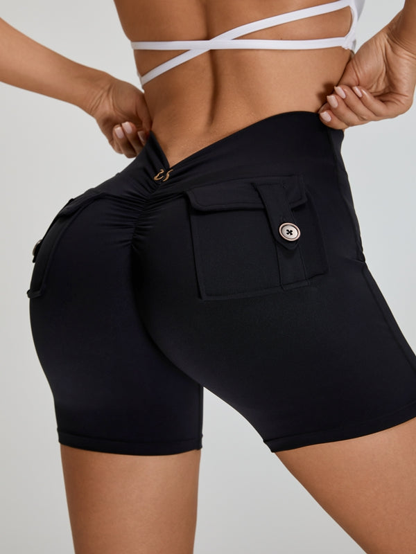 ZASUWA Female Deep V Back Pocket Scrunch Bum Booty Shorts