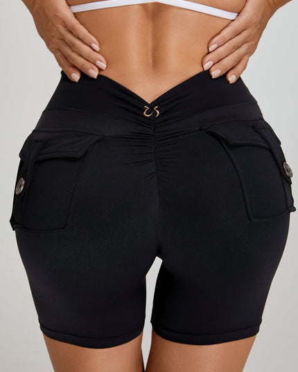 ZASUWA Female Deep V Back Pocket Scrunch Bum Booty Shorts