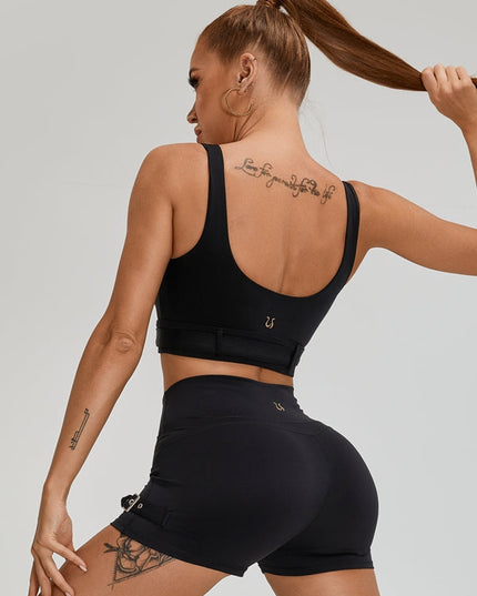 ZASUWA Female Button Backless V-shape Waist Cargo Style Short Tracksuit