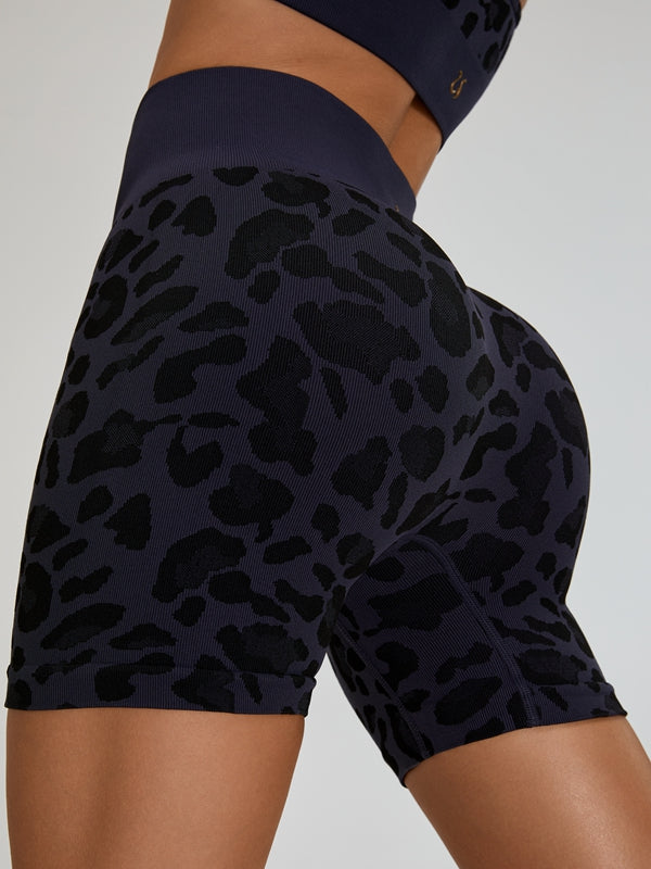 ZASUWA Female Leopard Print Big U Collar Short Tracksuits