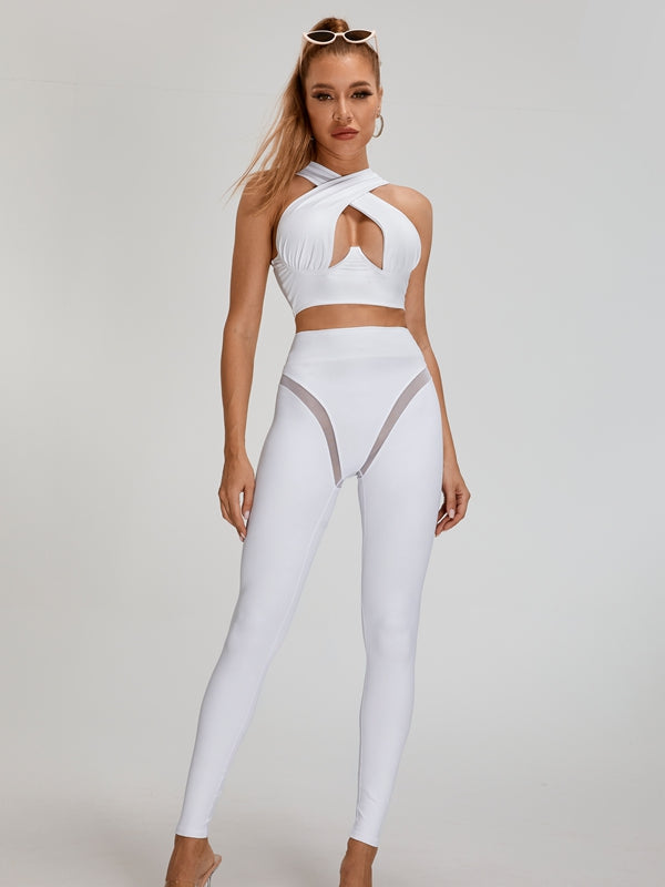 ❤ZASUWA Female Super Sexy Unique Mesh Hip-lift Cross Tracksuit