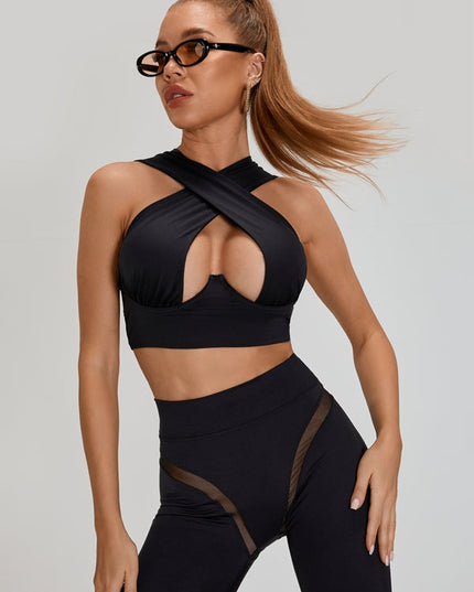 ❤ZASUWA Female Super Sexy Unique Mesh Hip-lift Cross Tracksuit