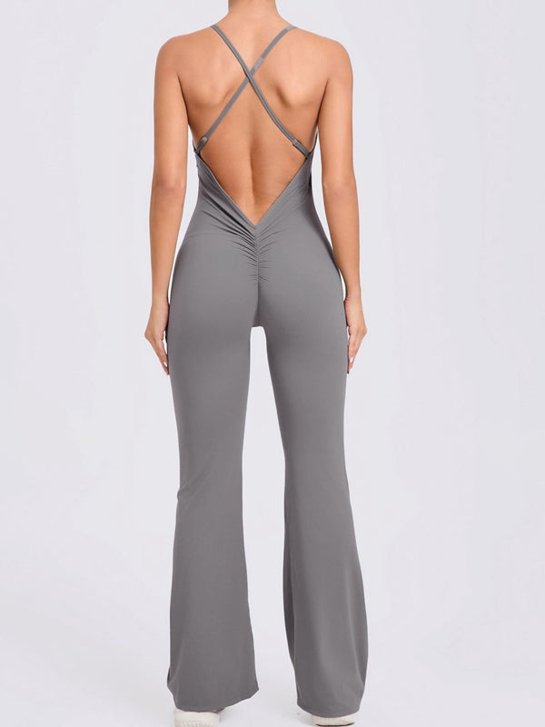 ZASUWA Female Cross Back Flare Booty Jumpsuit