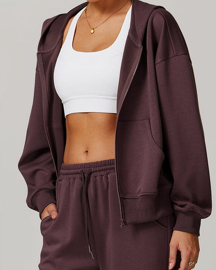 ZASUWA Female Pocket Zipper Casual Hoodie