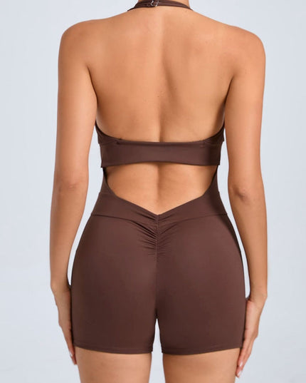 ZASUWA Female Front Folds Backless Pocket Jumpsuit