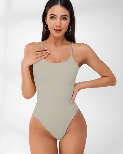 ZASUWA Female Sleeveless Ribbed Adjustable Straps Short Bodysuit