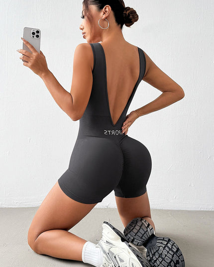ZASUWA Female Sexy Deep V-shaped Waist Backless Hip-lift Elastic Tight Scrunch Bum Romper