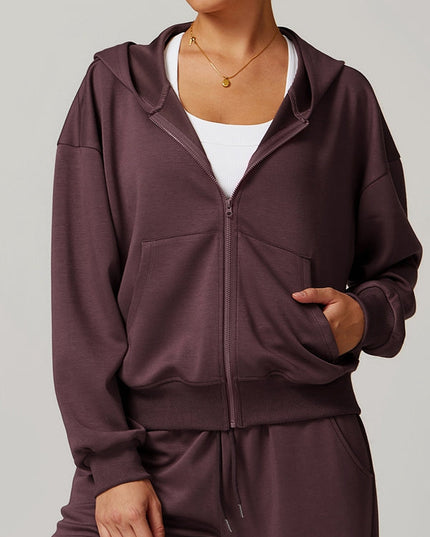 ZASUWA Female Pocket Zipper Casual Hoodie