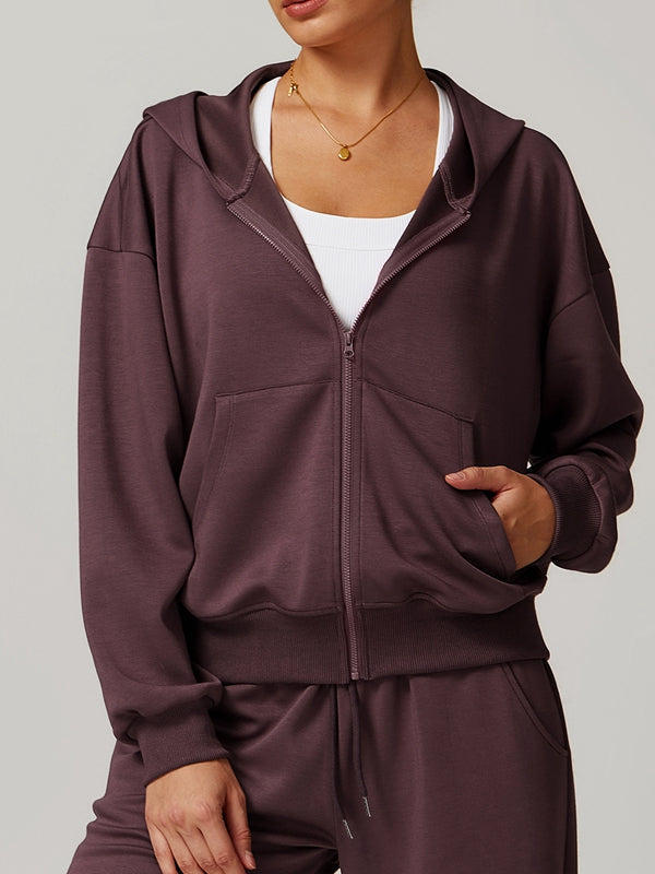 ZASUWA Female Pocket Zipper Casual Hoodie
