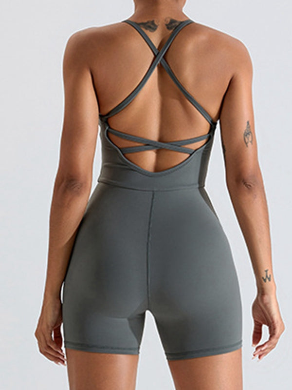 ZASUWA Female Sexy Cross Back Hip-lift Romper