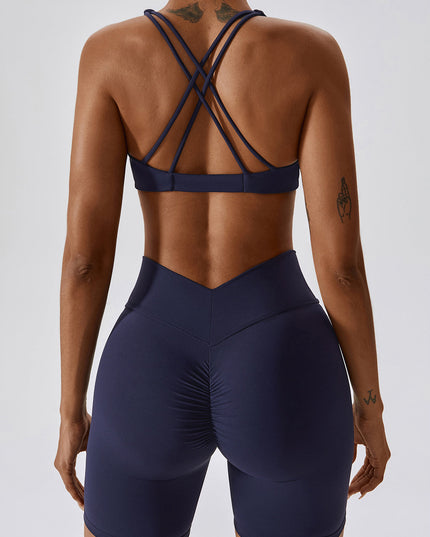 ZASUWA Female Twist Cross Back V-shape Waist Scrunch Bum Short Tracksuits