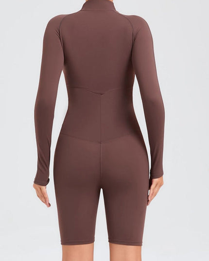 ZASUWA Female Zipper Stand Collar Long-Sleeved Jumpsuit