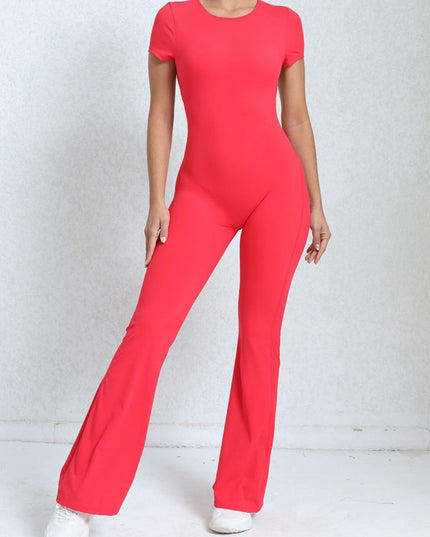 ZASUWA Female Backless Scrunch Bum Flare Jumpsuit