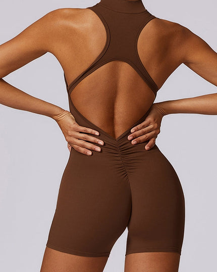 ZASUWA Female Zipper Backless Scrunch Bum Romper