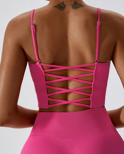 ZASUWA Female Ribbed Cross Back Sports Bras