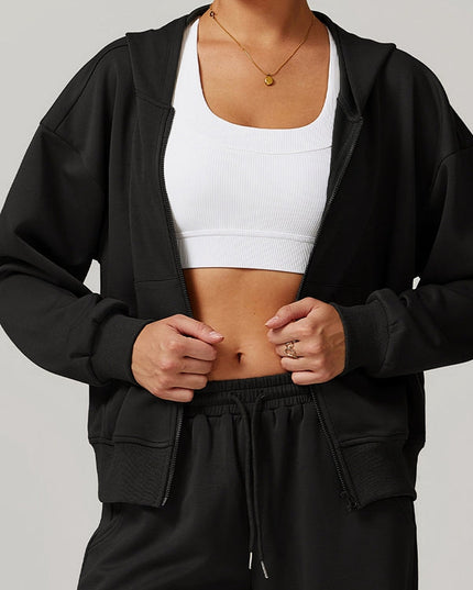 ZASUWA Female Pocket Zipper Casual Hoodie