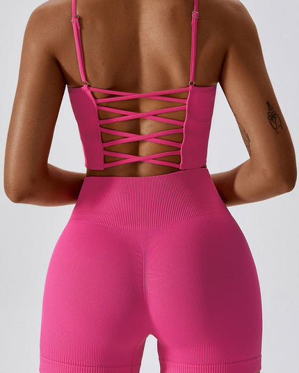 ZASUWA Female Ribbed Cross Back Sports Bras