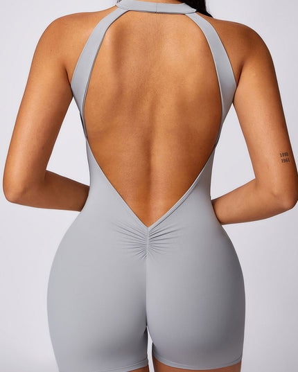 ZASUWA Female Backless Hollow Out V-shaped Waist Scrunch Bum Romper